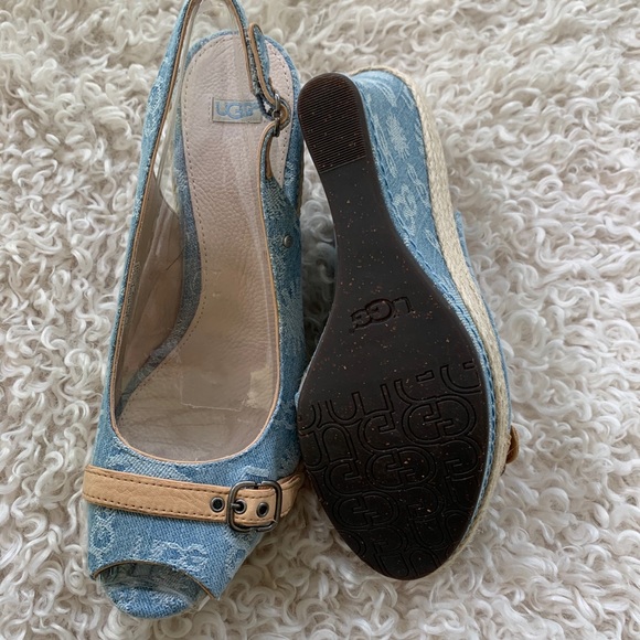 Deadstock UGG “Noella” Blue Rope Trim Wedges SZ 10 - Picture 3 of 5